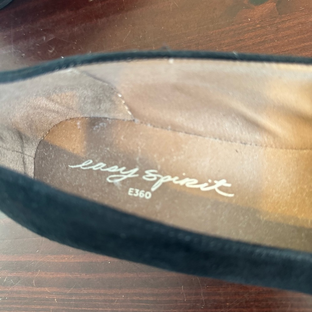 Easy spirit, black suede feel braid, weave wedge slip on shoes size 9, excellent - Picture 9 of 12